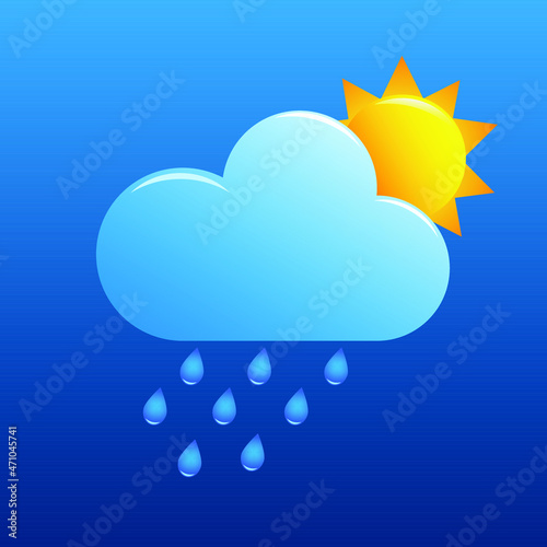  sunny day meteorology symbol in calendar sign flat cartoon illustration isolated, idea of summer month time image Overcast with sun weather forecast meteo icon