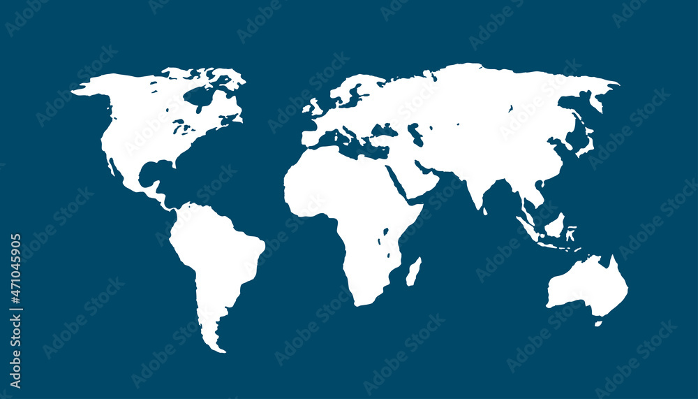 Fototapeta Mapa świata. Kolor wektor nowoczesny. Mapa sylwetki