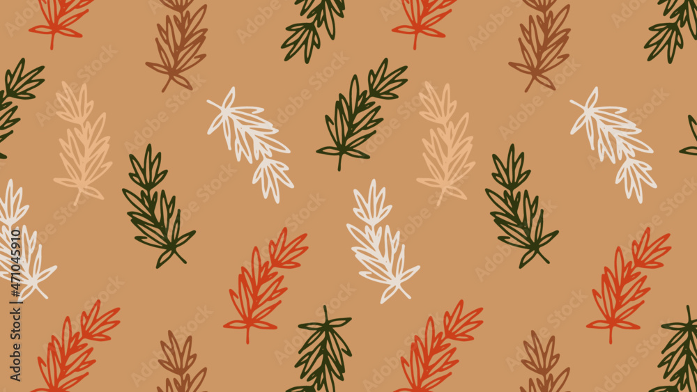 Floral vintage seamless pattern on beige background. Retro wallpaper with brunches. Botany backdrop.	