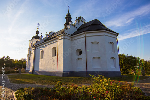 Back view on the St. Elijah Church in Subotiv village near Chyhyryn, Cherkasy region, Ukraine. Place of burial of Bohdan Khmelnytsky, well-known Ukrainian hetman. Famous historical symbol of Ukraine