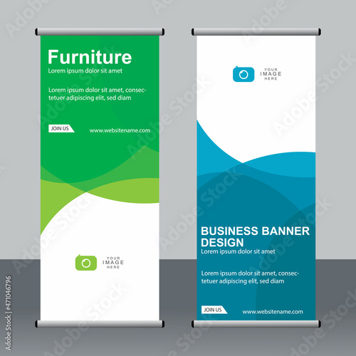 Abstract banner roll up set, standee banner template, Modern banner design.