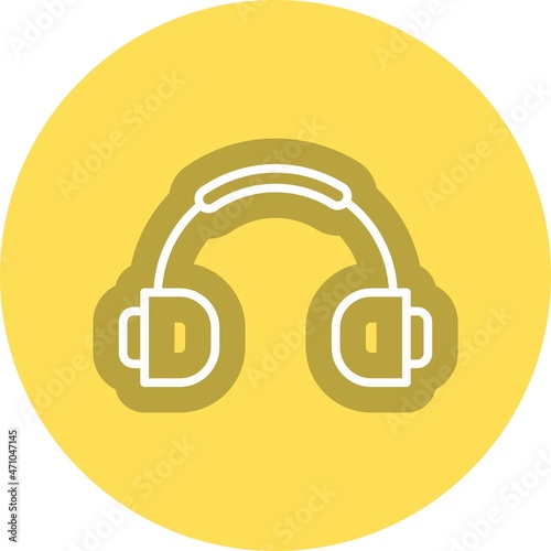 Headphone Line Circle Vector Icon Design