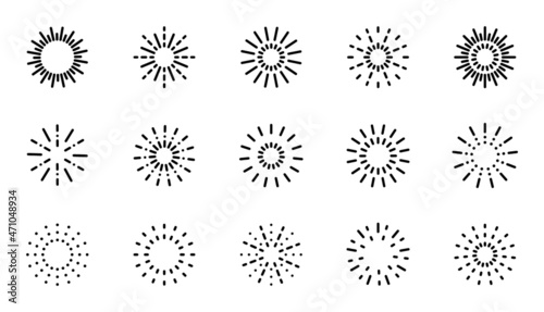 Starburst line art icon. Vector logo spark sunburst. Outline sunburst and starburst, editable stroke