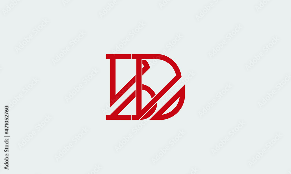 Letter BD Lines Logo Vector Design. Creative Letter Icon with Red parallel Lines.