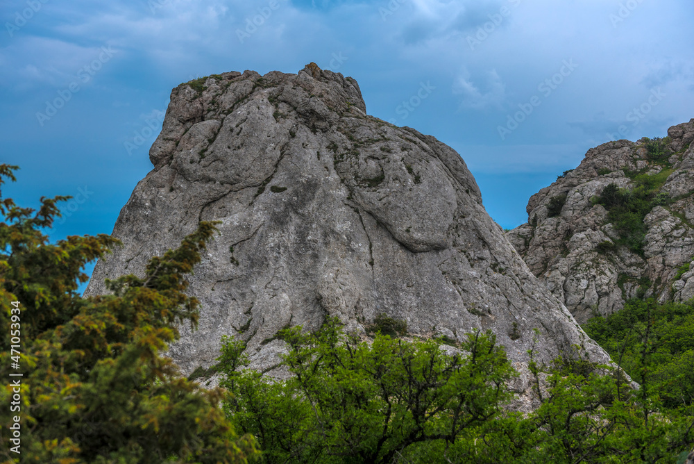 Summer mountain landscape: 681m Ilyas-Kaya and Sun Temple Summer mountain landscape: 681m Ilyas-Kaya and Sun Temple