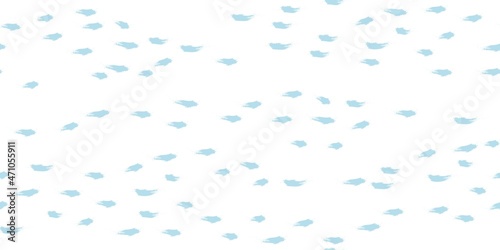 Seamless Wave Pattern, Hand drawn cute water vector background. Watercolor sea brush smears, baby paint lines design