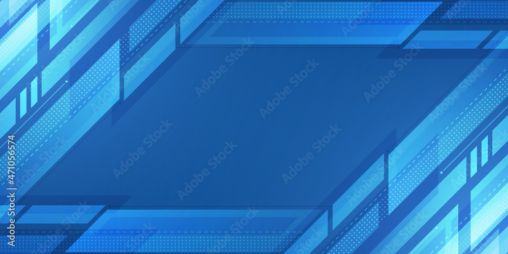 Obraz premium Abstract blue technology with geometric design and digital network background