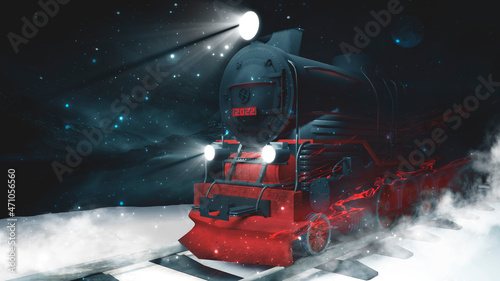 Night fantasy snowy mountai...
