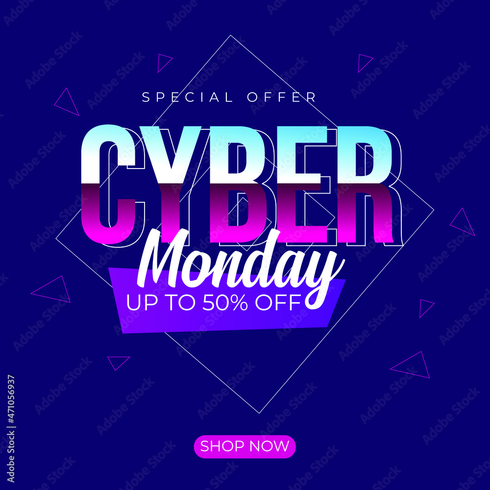 OFF Cyber Monday sale ad template for social media posts and business promotion