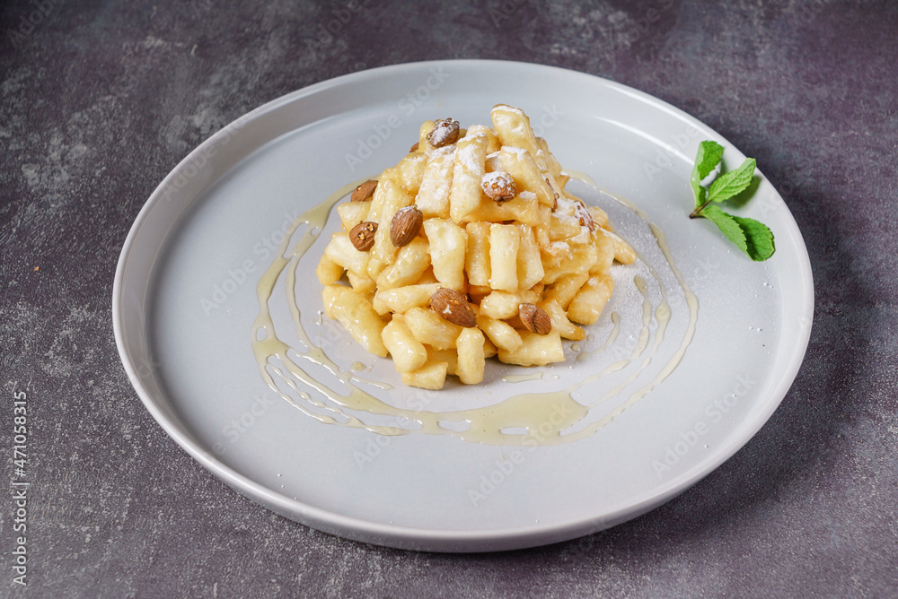 Tatar cookies with honey, pieces of dough and honey Tatar cookies with honey, pieces of dough and honey