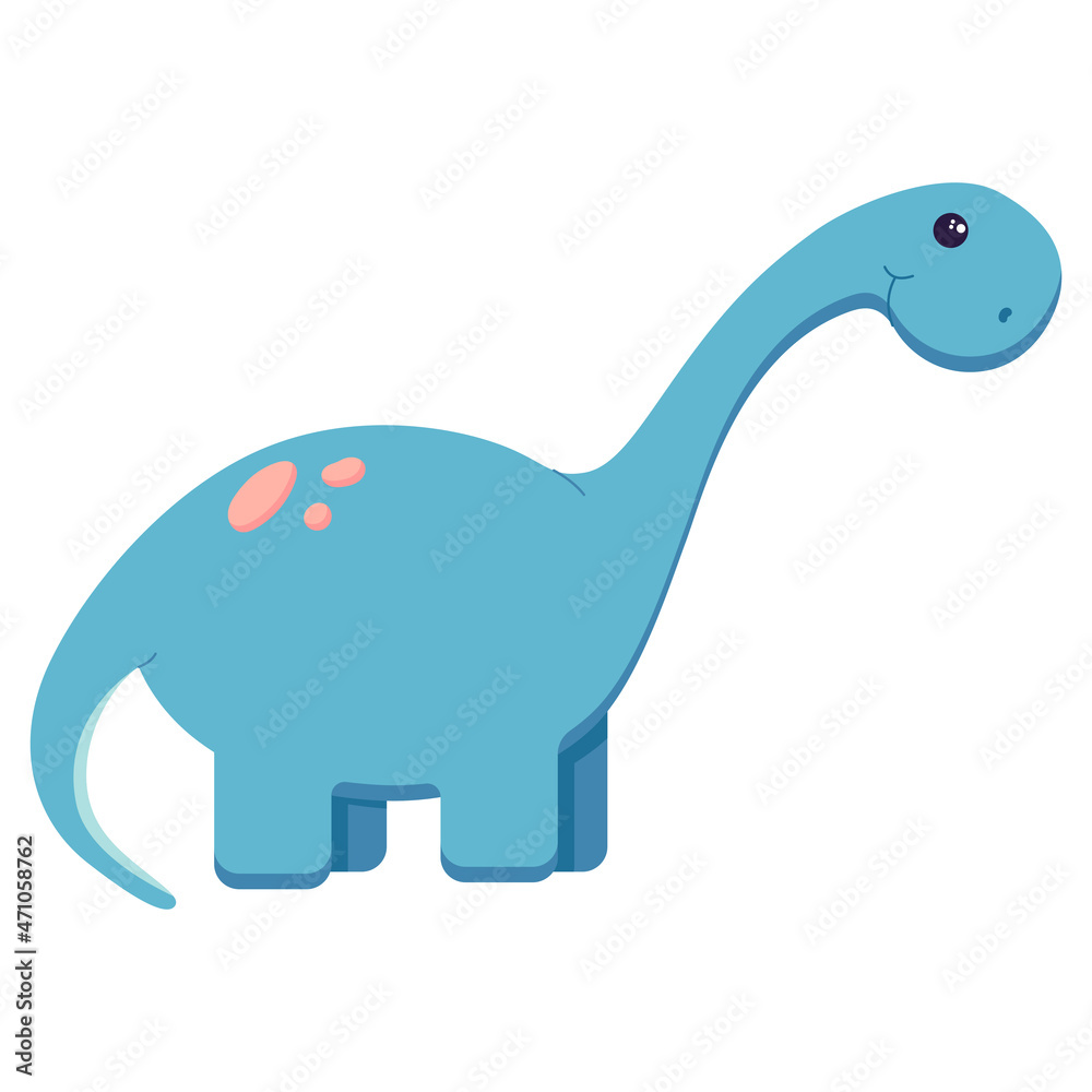 Cute dinosaur for decorating the nursery, Mesozoic era stickers for children, illustration in a flat style isolated on a white. Vector illustration