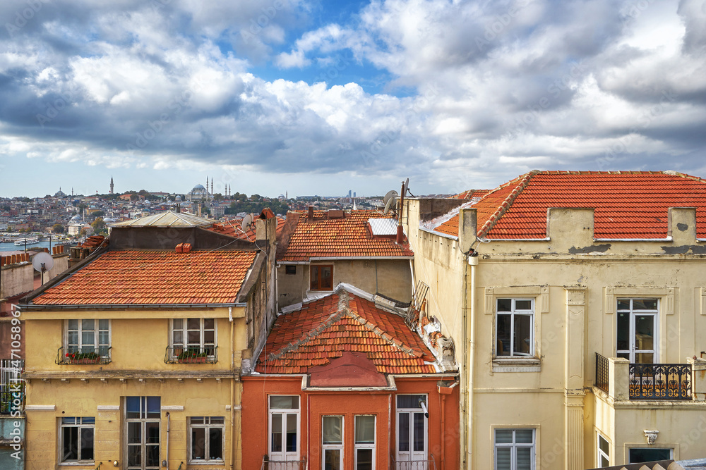 Old houses at Galata district in Istanbul