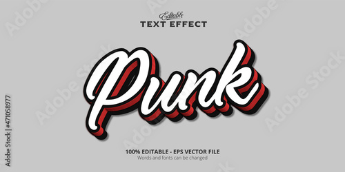 Text effect, Vintage style editable Punk lettering on minimal background, Punk text