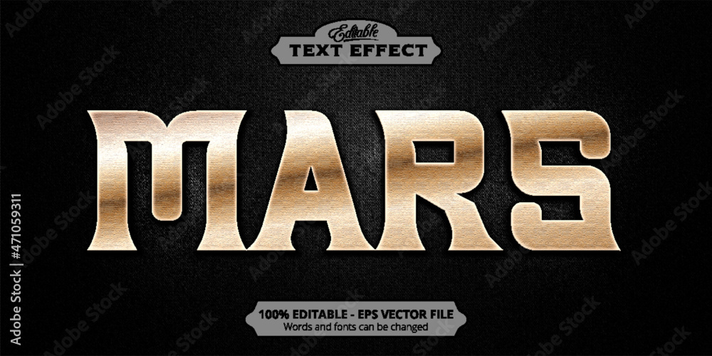 Text effect, Realistic and editable Mars text on black bacground Stock ...