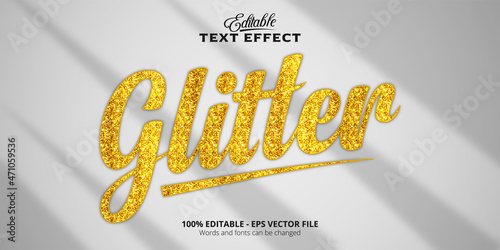 Editable gold style Glitter text with glitter texture, text effect