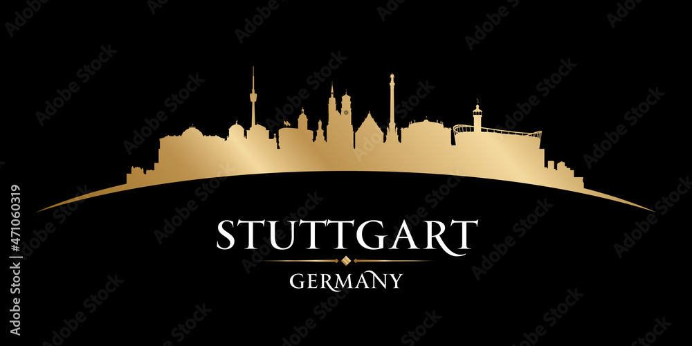 Stuttgart Germany city silhouette black background