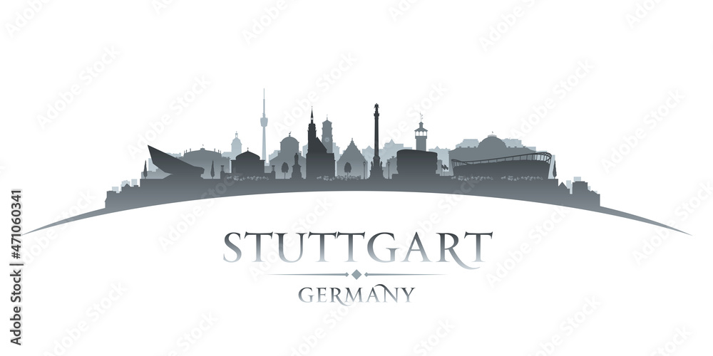 Stuttgart Germany city silhouette white background