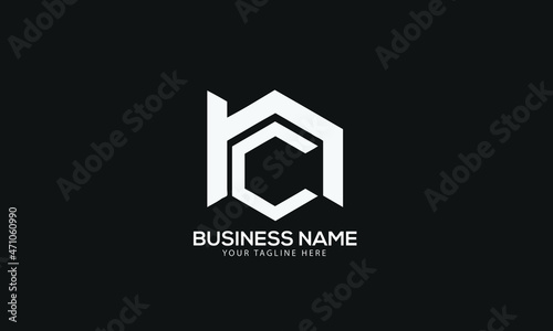 Alphabet NC or CN polygon Cubics abstract monogram vector logo template