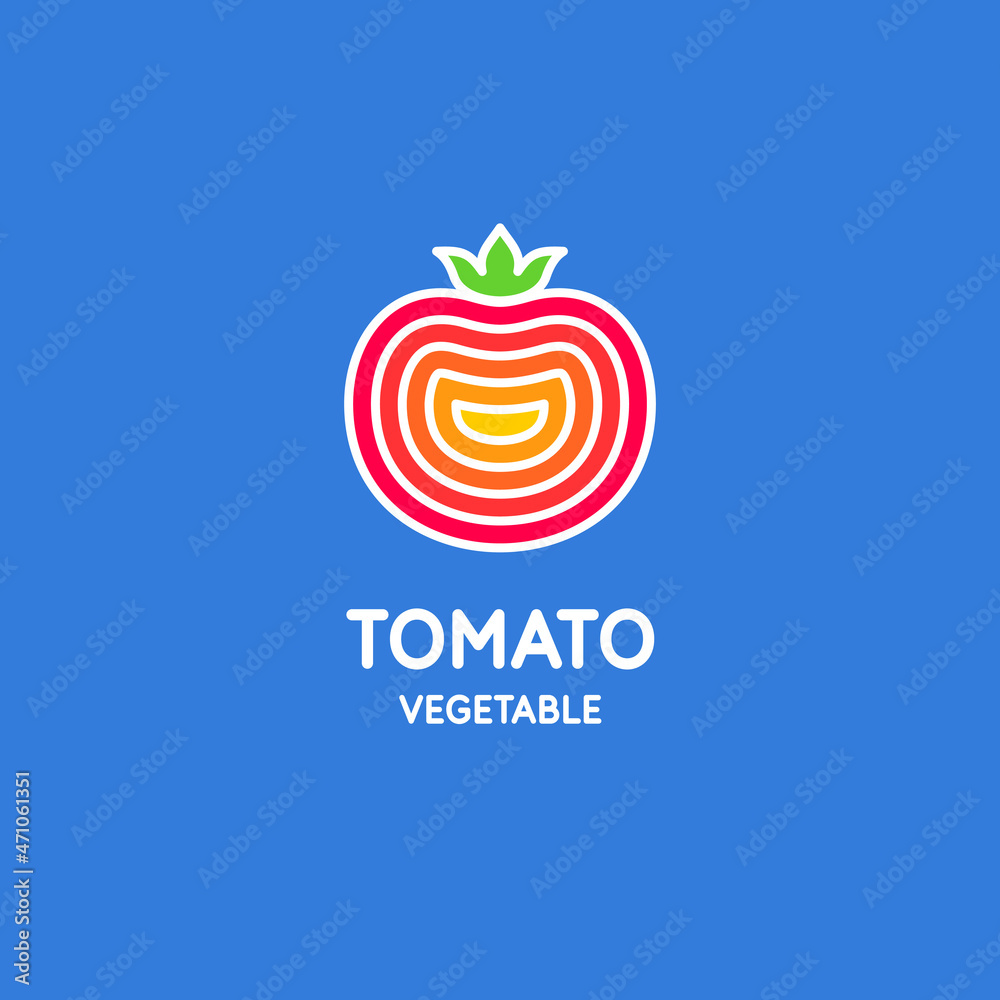 Illustration of a tomato in a flat style. Isolated image on a light background. Vector icon.
