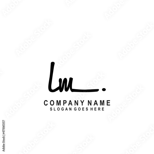 Initial letter LM Signature handwriting Logo Vector