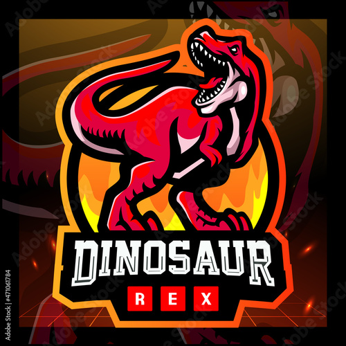 Dinosaurus rex mascot. esport logo badge 