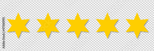 Stars set icons. Rating star signs. Stars collection. Star vector icons. Golden and Black set of Stars  isolated on transparent background.