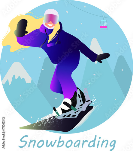 snowboarder jumping on the mountain