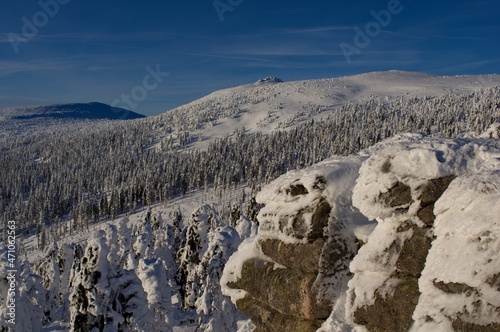 Snow-covered mountains in winter