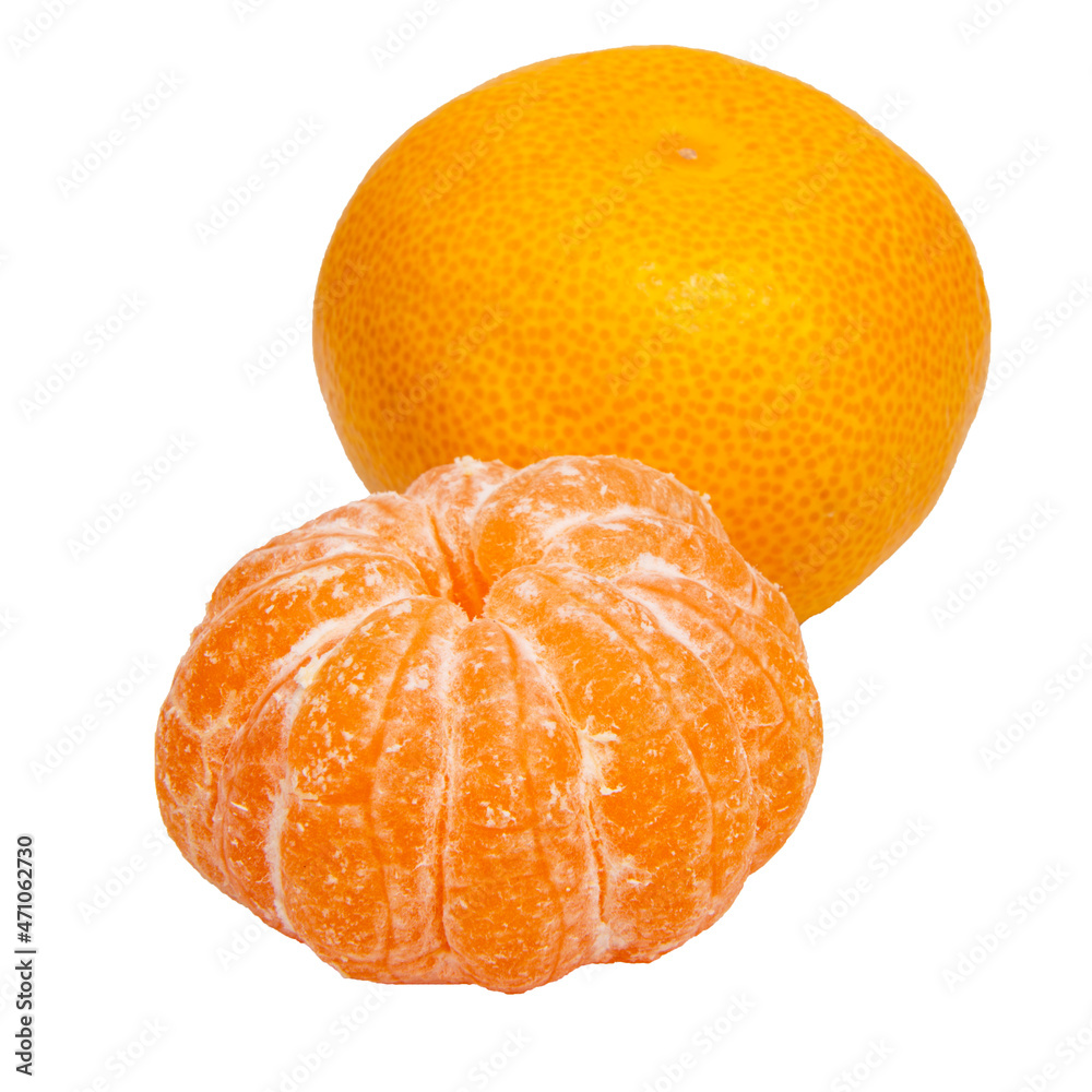 Citrus tangerine fruit isolated on the white background Citrus tangerine fruit isolated on the white background