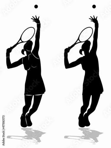 silhouette of a tennis  player, vector drawing