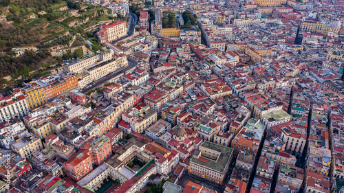 Aerial view of Naples city center, view of the residential district of Quartieri Spagnoli, Naples, Campania, italy. photo