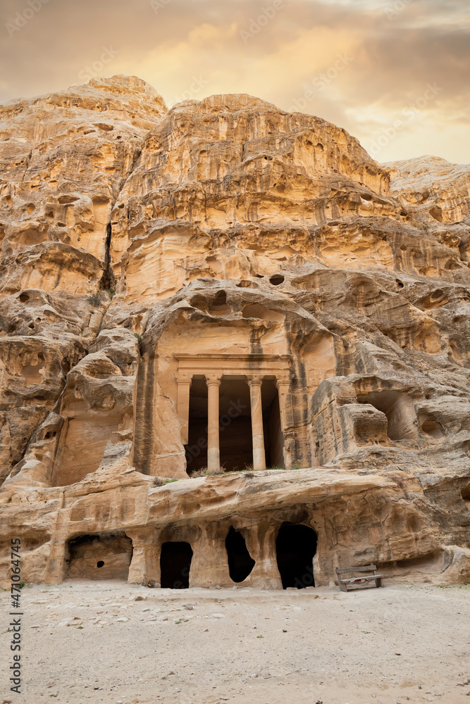 Stunning view of the little Petra site. Petra is a Unesco World heritage site, historical and archaeological city in southern Jordan.