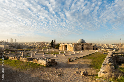 Stunning view of the Umayyad Palace in the Amman Citadel. The Umayyad Palace is a large palatial complex from the Umayyad period, located on the Citadel Hill of Amman, Jordan photo