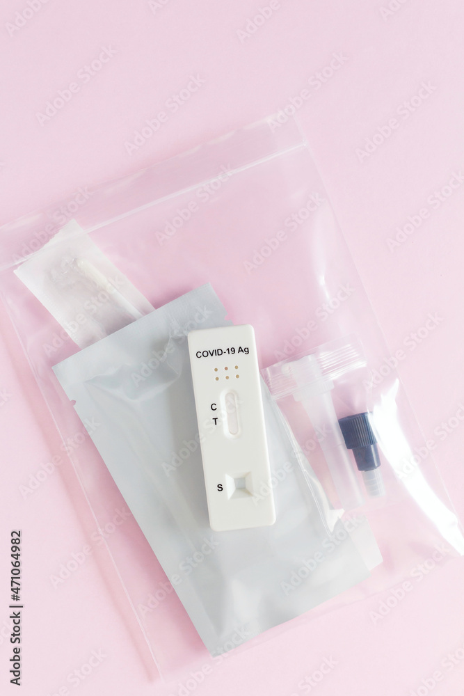Antigen rapid test kit of Covid-19 in plastic. Healthcare check concept. Antigen rapid test kit of Covid-19 in plastic. Healthcare check concept.
