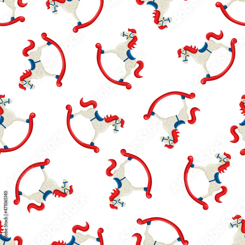 rocking horse on white background. Seamless pattern.Texture for fabric, wrapping, wallpaper