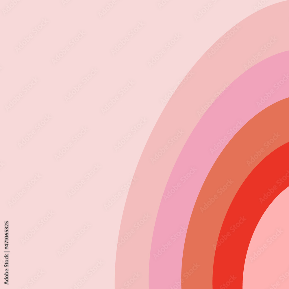 Pink Red cute retro rainbow half arc vector background. Boho abstract arch in pastel colors surface design. Pink Red cute retro rainbow half arc vector background. Boho abstract arch in pastel colors surface design.