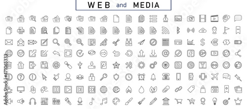 Web icon collection. Basic web icons.Web and mobile icon. Chat, support, message, phone. Stock vector illustration.