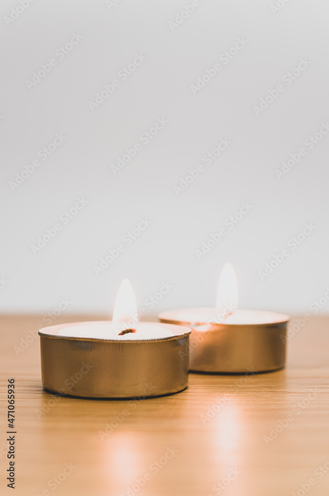 pure wax scented tea lights on a wooden background with space for text pure wax scented tea lights on a wooden background with space for text