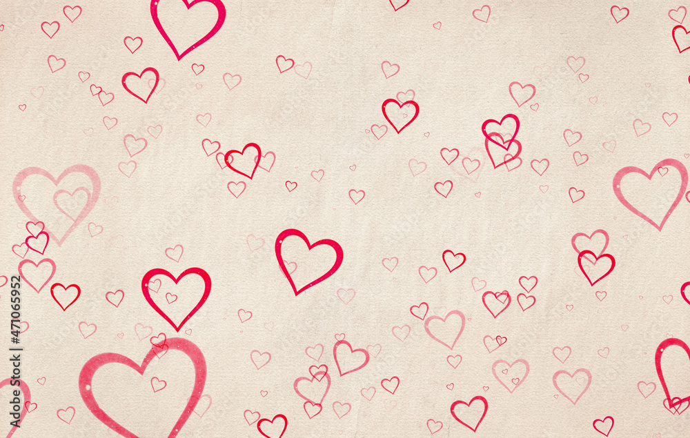 hearts on old paper texture