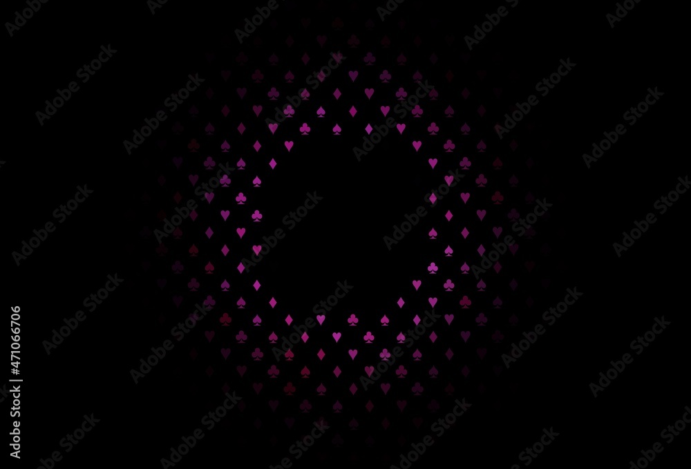 Dark pink vector template with poker symbols.