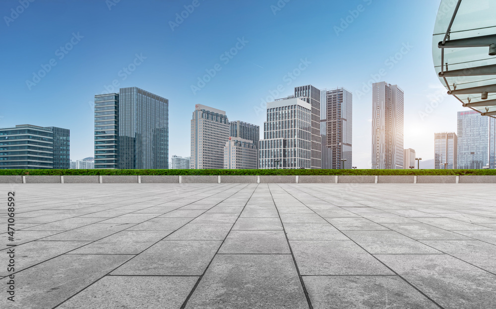 Fototapeta premium Road ground and urban architectural landscape