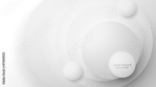 Fototapeta Naklejka Na Ścianę i Meble -  Modern white and grey background with 3D circle papercut layer	