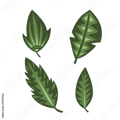 leaves set simple decorative flat vector illustration © Nikita