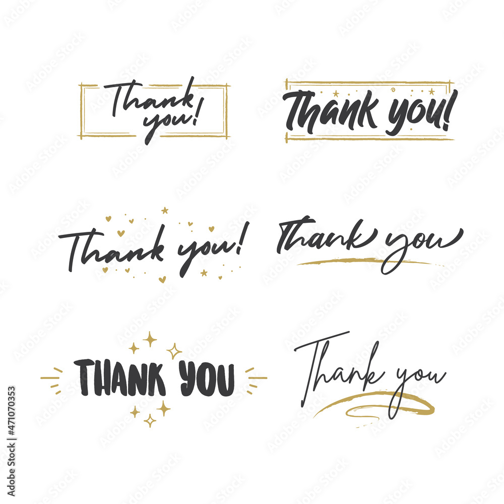 Thank You lettering compositions written with decorative calligraphic font. Bundle of gratitude phrase decorated with cute elements. Hand drawn thanks vector quotes. Thank You lettering compositions written with decorative calligraphic font. Bundle of gratitude phrase decorated with cute elements. Hand drawn thanks vector quotes.