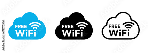 電波とWiFiの雲形アイコンセット