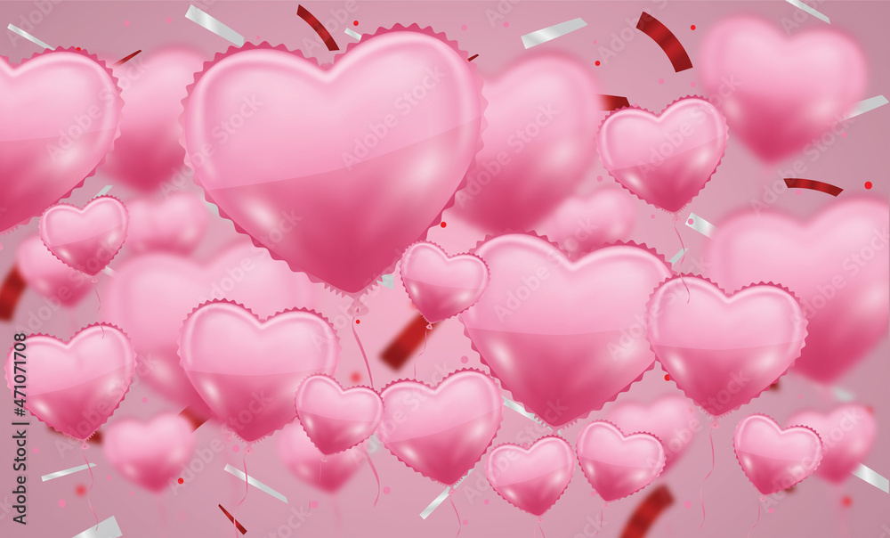 pink wide background with hearts