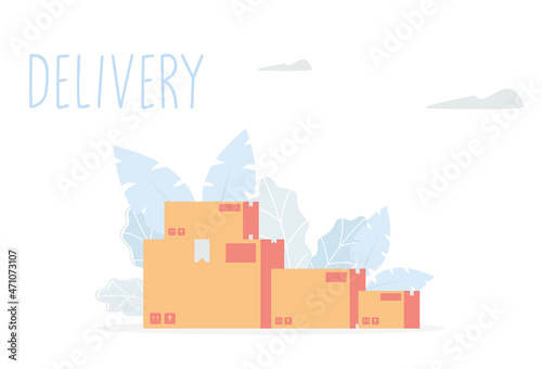 Post cardboard boxes. Cargo boxes. Delivery concept. Modern style vector illustration