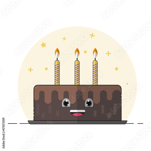 flat design illustration birthday cake