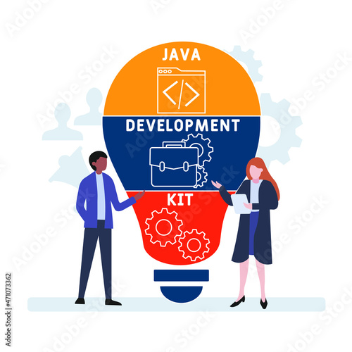 JDK - Java Development Kit acronym. business concept background.  vector illustration concept with keywords and icons. lettering illustration with icons for web banner, flyer, landing  photo