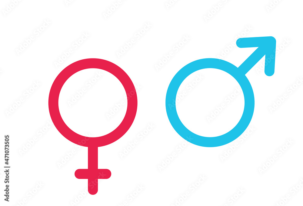 Male and female symbols. Vector illustration on modern flat design Male and female symbols. Vector illustration on modern flat design